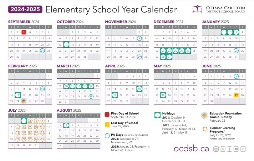 School Calendar Elementary