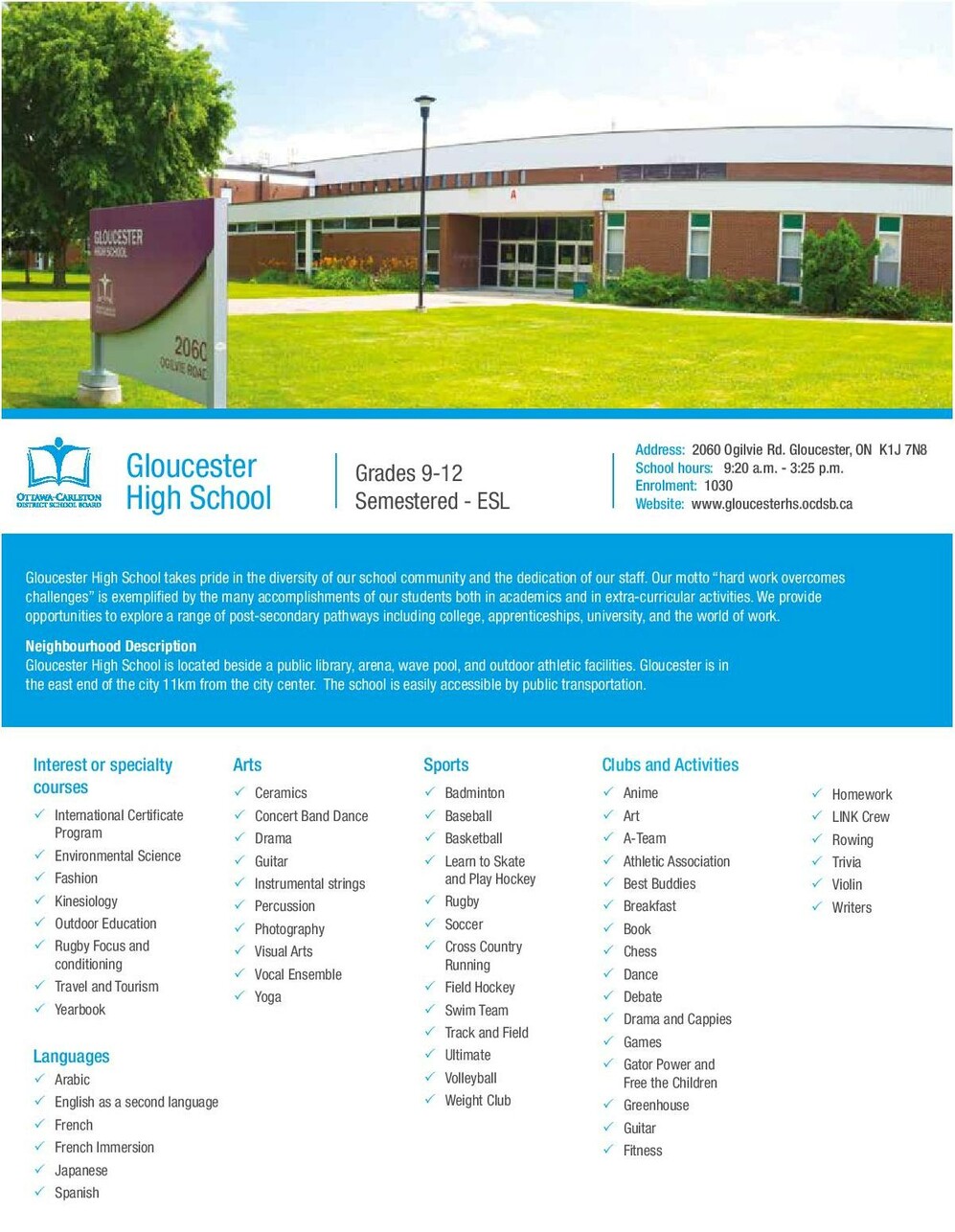 Gloucester High School brochure