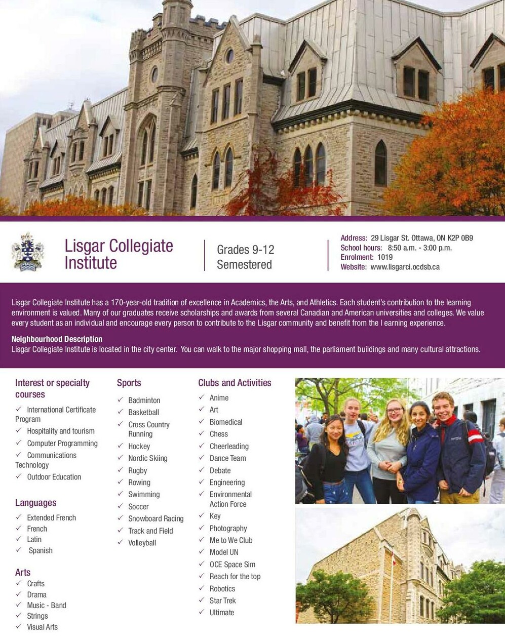 Lisgar Collegiate Institute brochure