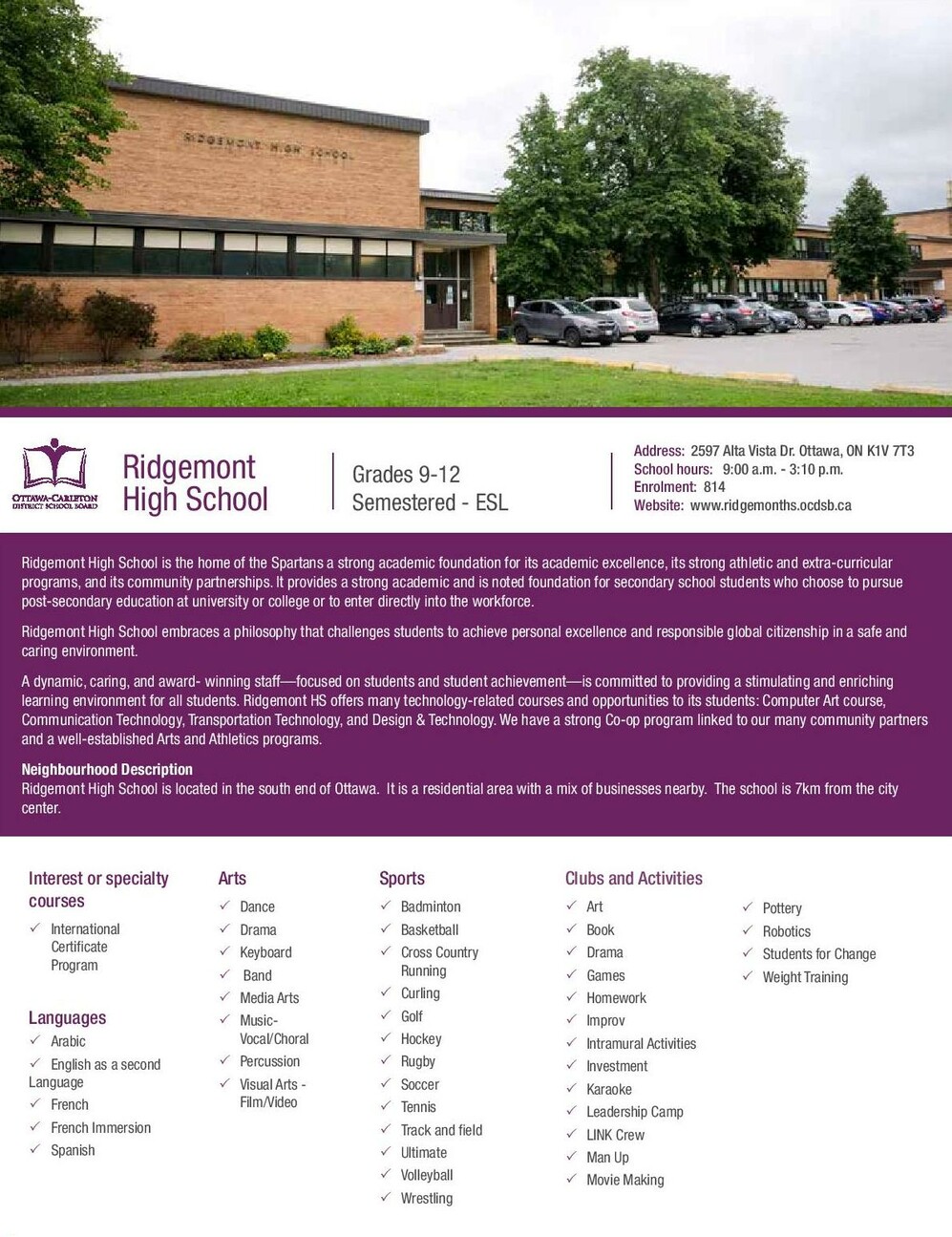 Ridgemont High School brochure